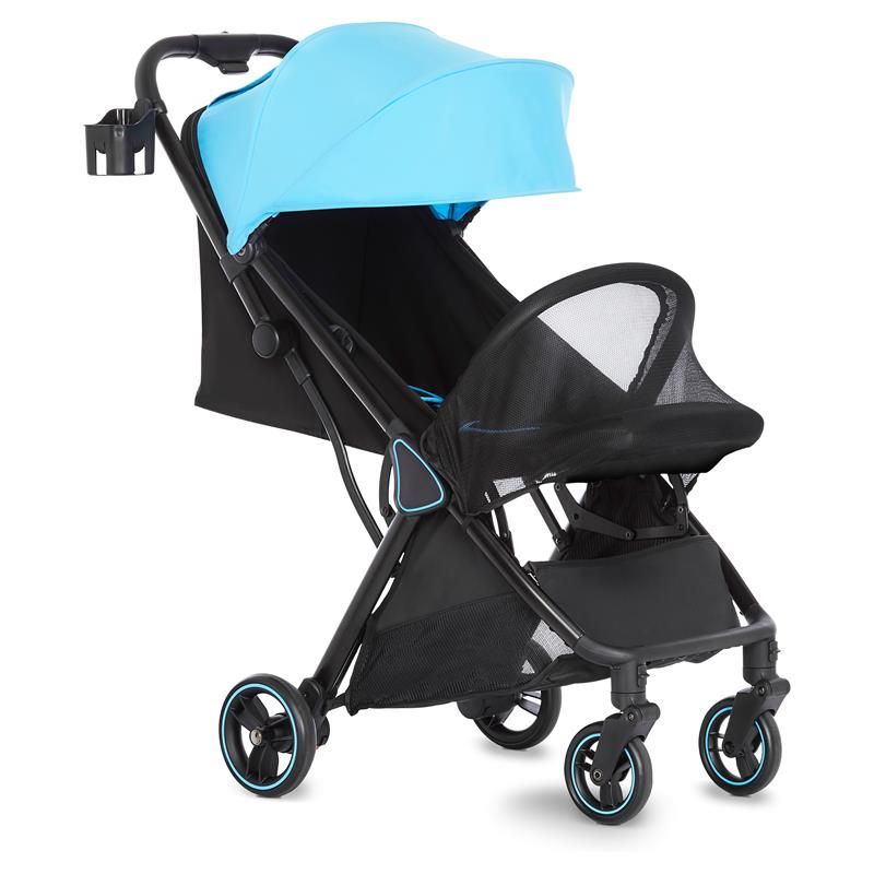 Photo 1 of Dream on Me Insta Transitional Aluminum Auto Fold Stroller in Blue/Black