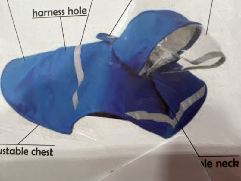 Photo 1 of Blue Dog Raincoat with Carrying Bag, Large