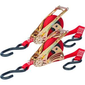 Photo 1 of 1500 lbs. Retractable Ratchet Tie Down Strap (2-Pack)
