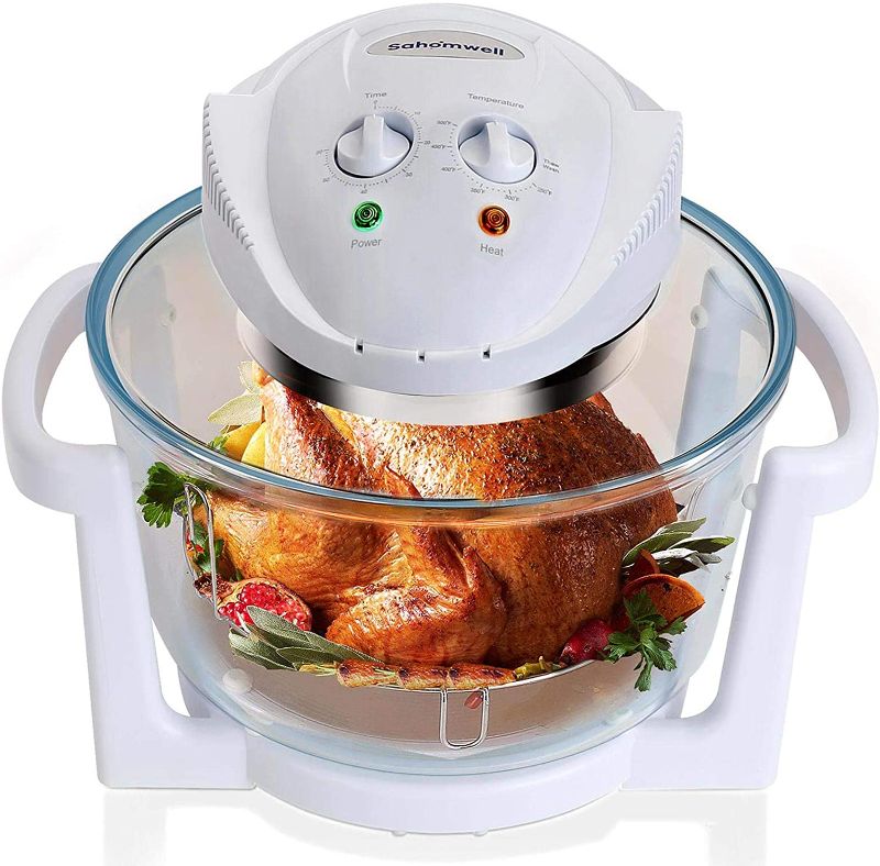 Photo 1 of Air Fryer, Counter Top Toaster Oven, Convection Oven with Glass Bowl, Easy to Clean, Halogen Heating Element, XL to 18 qt, White
