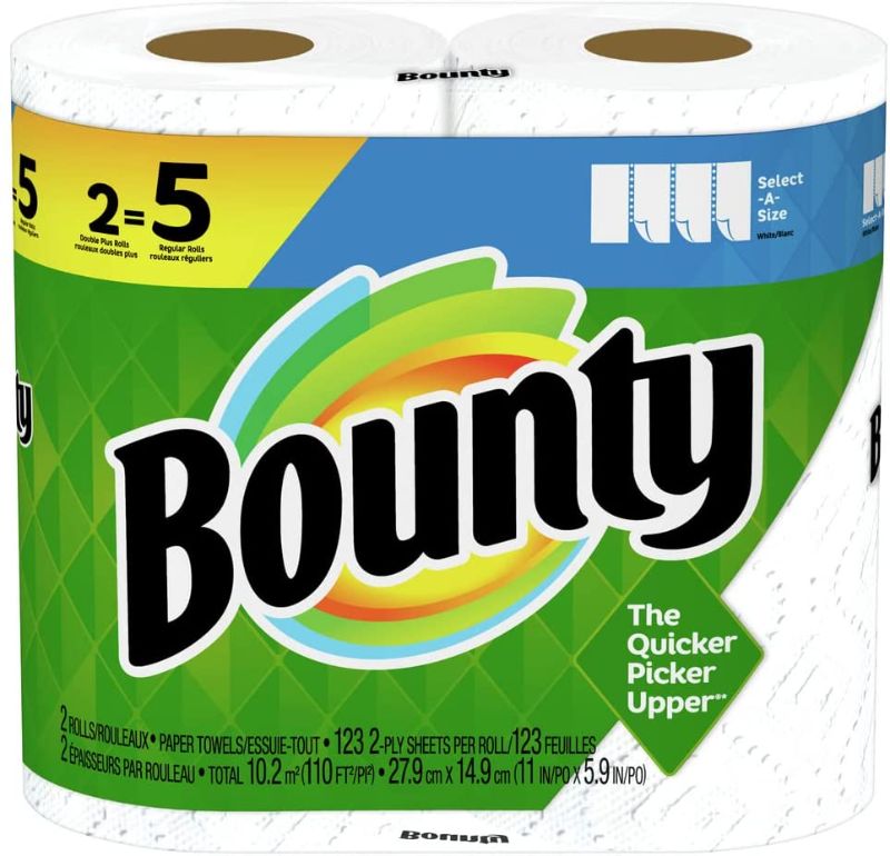 Photo 1 of Bounty Select-A-Size Paper Towels, White, 2 Double Plus Rolls = 5 Regular Rolls (2 PACK)