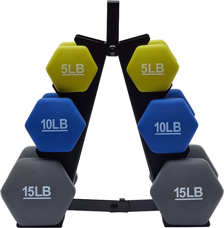 Photo 1 of Amazon Basics Neoprene Workout Dumbbell weights are (3lbs.5lbs and 8lbs)