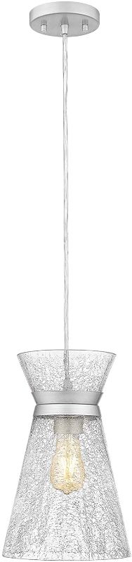 Photo 1 of Ove Decors Lia 8 in. 1 Ceiling Pendant Light, with Clear Crackled Glass and Painted Brushed Nickel Finish
