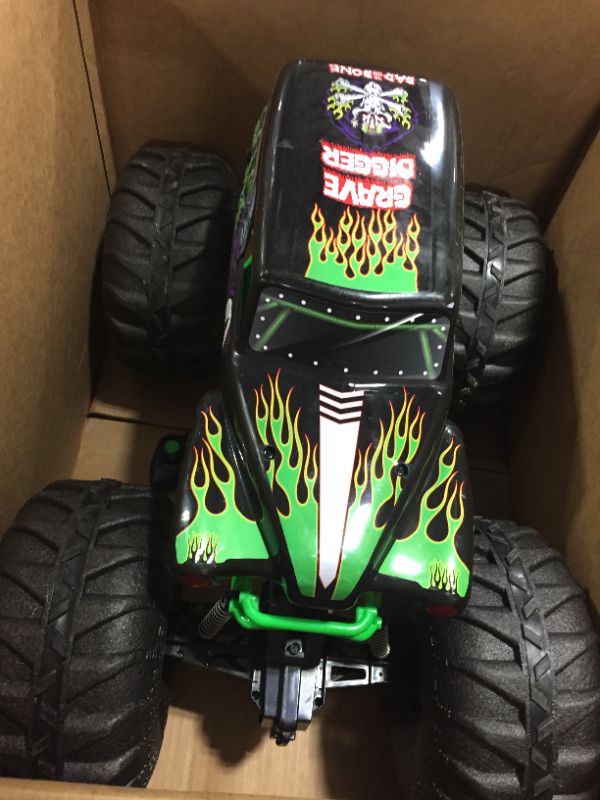 Photo 3 of Monster Jam, Official Mega Grave Digger All-Terrain Remote Control Monster Truck with Lights, 1: 6 Scale
