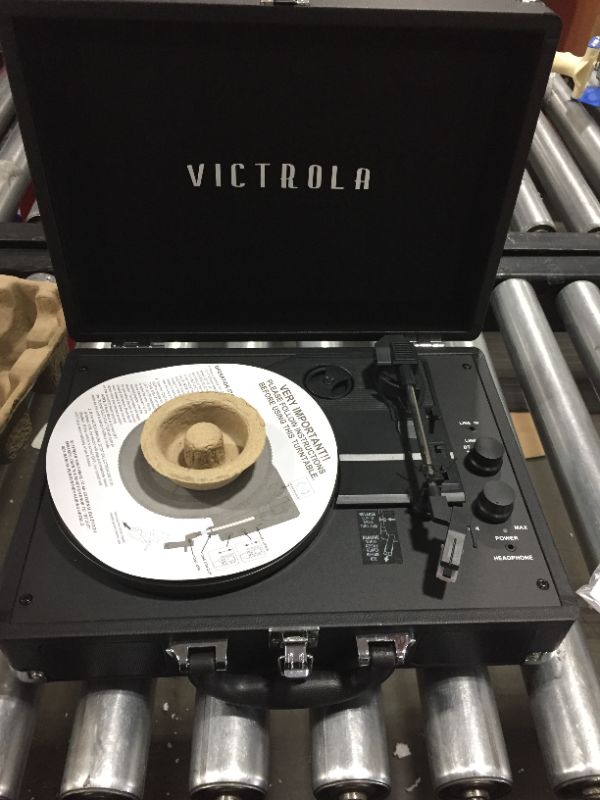 Photo 2 of Victrola Vintage 3-Speed Bluetooth Portable Suitcase Record Player with Built-in Speakers | Upgraded Turntable Audio Sound| Includes Extra Stylus | Black, Model Number: VSC-550BT-BK
