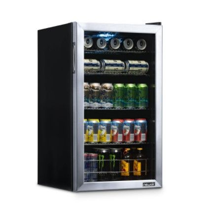 Photo 1 of Newair 126 Can Freestanding Beverage Fridge in Stainless Steel, with 4-Adjustable Shelves