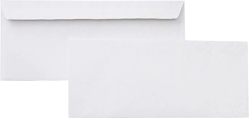 Photo 1 of Amazon Basics #10 Security-Tinted Self-Seal Business Letter Envelopes, Peel & Seal Closure - 500-Pack, White