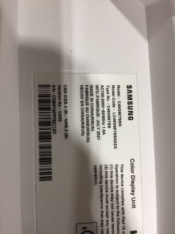 Photo 1 of Samsung -49" Odyssey G9 Gaming Monitor - LC49G95TSSNXZA