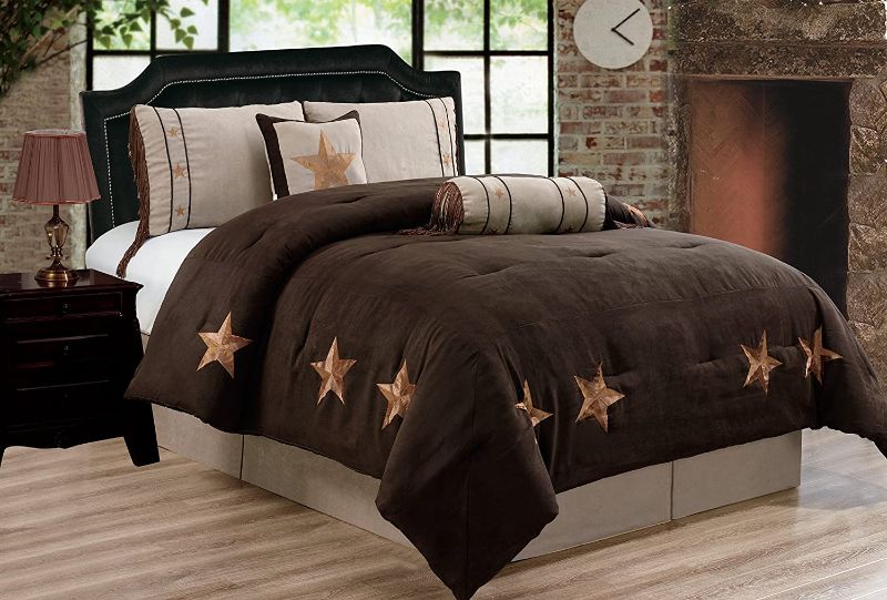 Photo 1 of 6 piece chocolate brown/taupe/camel oversized lodge cabin king size ( 106x92 ) comforter set