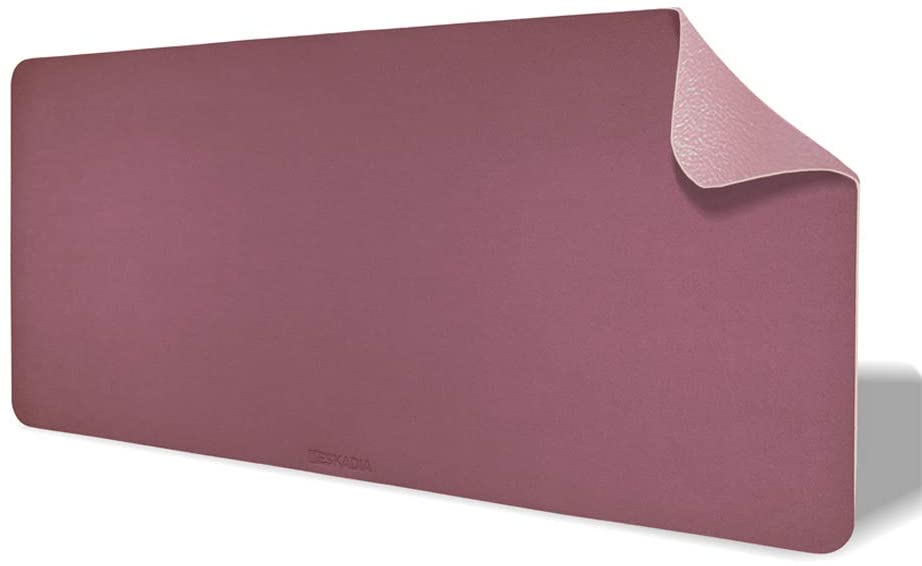 Photo 1 of Deskadia Double Sided Two Tone Vegan Leather Desk Mat Protector Pad, Waterproof Writing Mouse Pad Table Blotter Cover for Home Office Study Gaming Kids Decor(Mauve/Pink, 36x17x0.08in)
