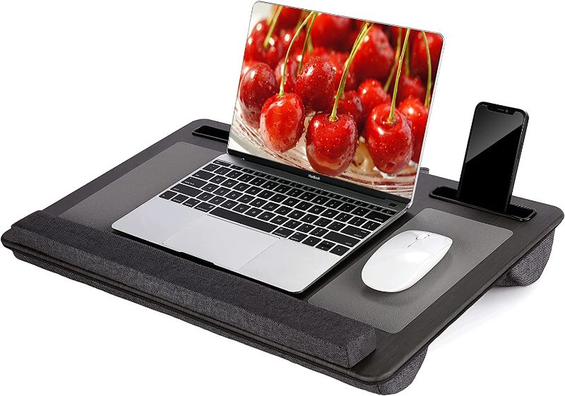 Photo 1 of 27" Large Lap Laptop Desk - Portable LapDesk with Mouse Pad & Wrist Rest for Notebook, MacBook, Tablet, Bed, Sofa, Working, Writing, Drawing(Wood Black, Fit Up to 17.3-in Laptops)
