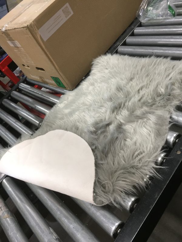 Photo 1 of 35" x 22" faux fur carpet, grey