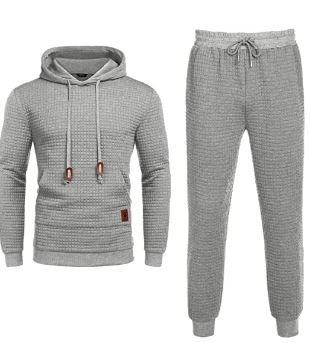 Photo 1 of COOFANDY Men's Sweatsuits Suit 2 Piece Workout Hoodies Sets Hipster Jogging Plaid Jacquard Tracksuit XL