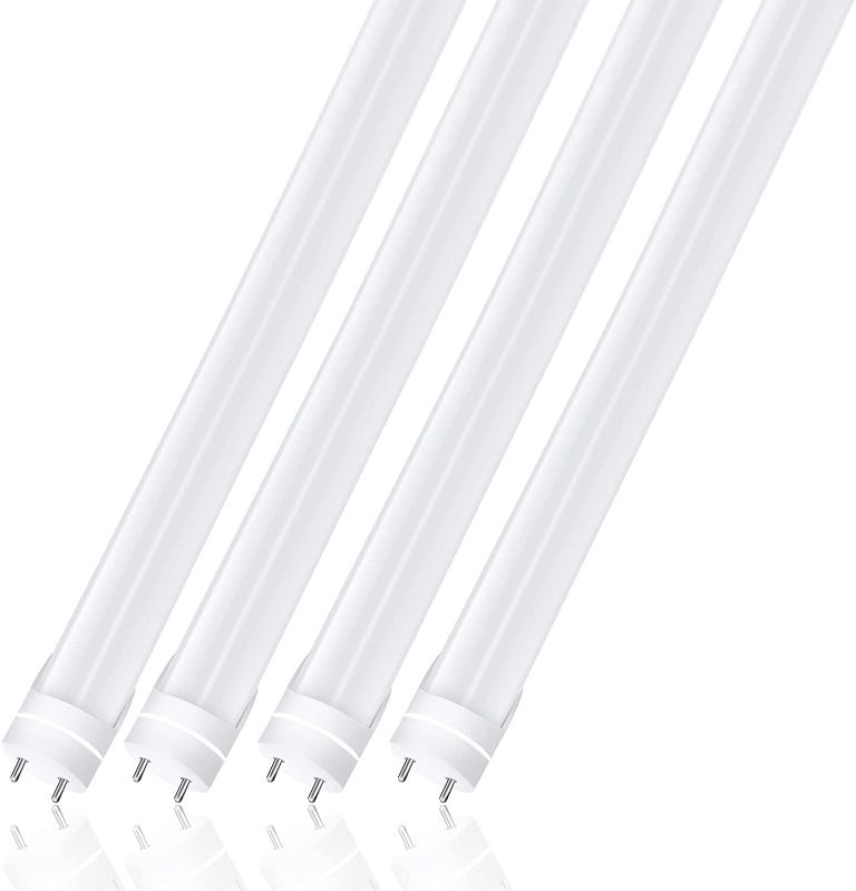 Photo 1 of 18W 4FT T8 LED Light Tube, Dual-End Powered Ballast Bypass, 40W Equivalent Fluorescent Replacement, 2000LM Frosted Cover Lighting Fixture, Warm White 3000K-3500K, AC85-265V, 4 Pack