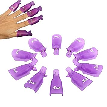 Photo 1 of Dr.Nail 10pcs Plastic Acrylic Nail Art Soak Off Cap Clip UV Gel Polish Remover Tool (Purple)