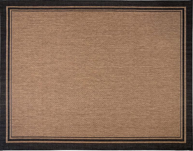 Photo 1 of Gertmenian 21359 Nautical Tropical Carpet Outdoor Patio Rug, 8x10 Large, Border Black
