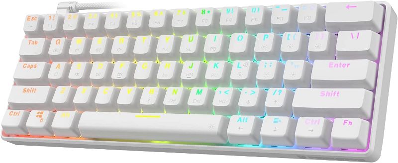 Photo 1 of Punkston TH61 60% Mechanical Gaming Keyboard,RGB Backlit Wired Ultra-Compact Mini Mechanical Keyboard Full Keys Programmable White (Optical Brown Switch)