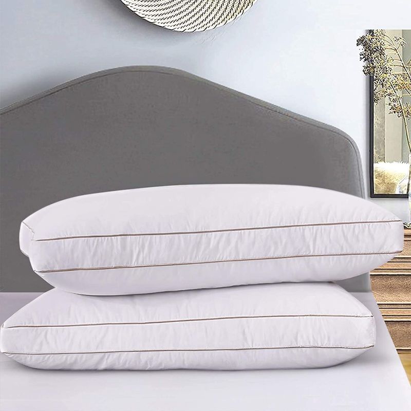 Photo 1 of  Goose Down Feather Pillow Insert for Sleeping 2 Pack, 100% Cotton Down Pillows Hotel Collection Bedding Pillows for All Season Set of 2, King (17x34)
