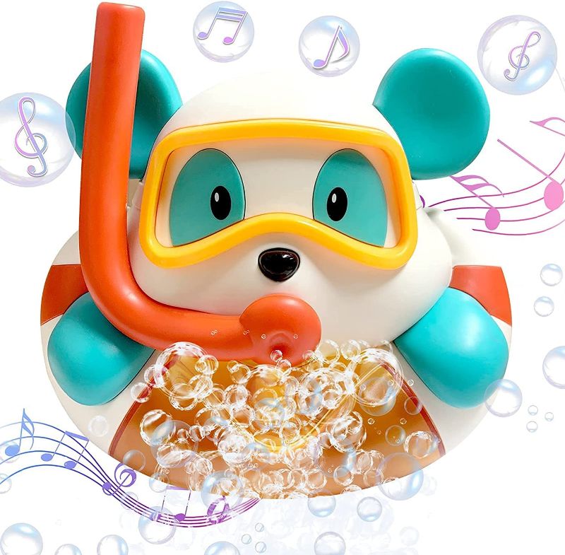 Photo 1 of Baby Bath Toy, Automatic Bubble Blower Bubble Bath Maker for Bathtub Toys Play 12 Songs for Toddlers Baby Boys and Girls Infants Little Bear Bathtub Play, Great Gifts for Toddlers and Kids