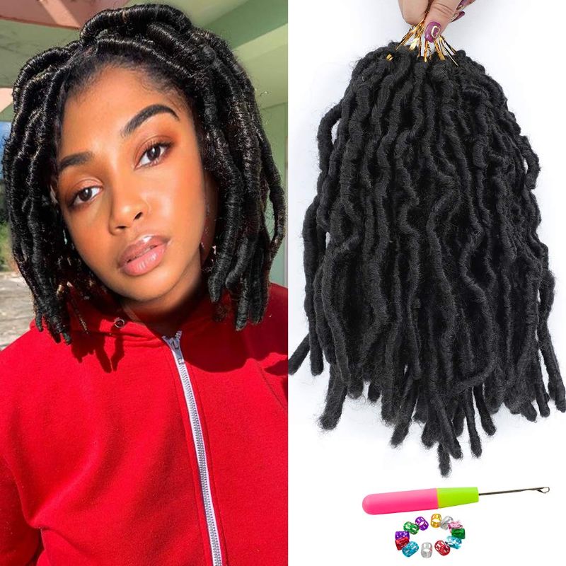 Photo 1 of 6Packs Distressed Butterfly Locs Hair 12inch Handmade New Locs Crochet Braids Hair Pre-Looped Synthetic Curly Wavy Faux Locs Crochet Hair Extension (12 Inch, 1B)
