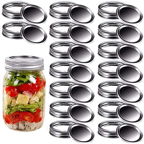 Photo 1 of 24 Pack Canning Jar Lids and Bands for Regular Mouth Mason Jars, Leak Proof Storage Stainless Can Covers Caps and Rings with Silicone Seals 