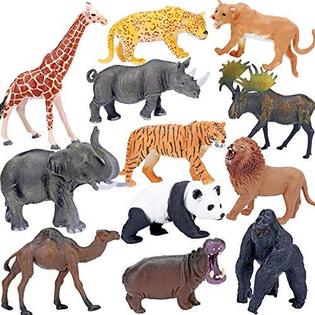 Photo 1 of BOLZRA Safari Animals Figures Toys, Realistic Jumbo Wild Zoo Animals Figurines Large Plastic African Jungle Animals Playset with
