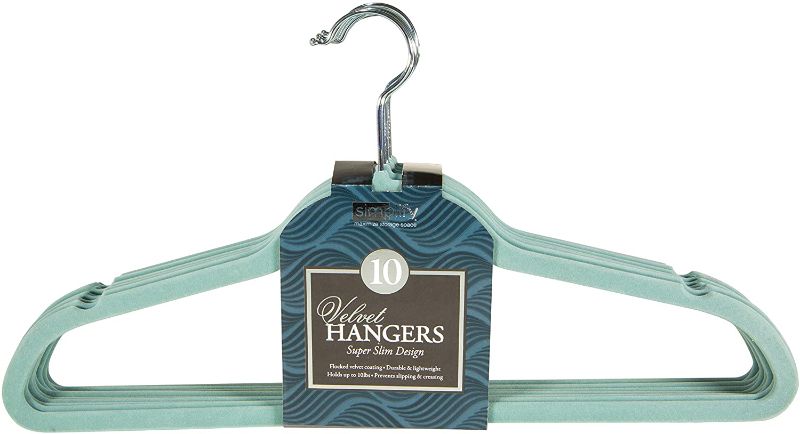 Photo 1 of Simplify 10 Super Slim Velvet Huggable Hangers in Dusty Blue
