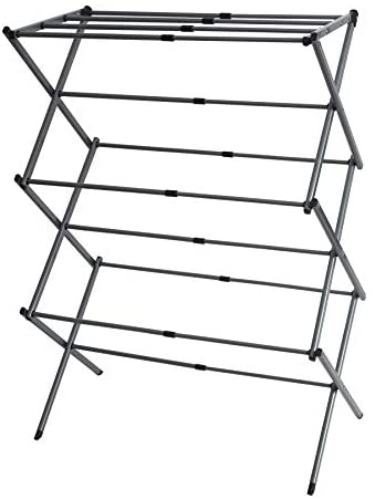 Photo 1 of 3-Tier Clothes Drying Rack - Clothes Drying Rack Folding Indoor Retractable Laundry Drying Rack, Steel Rust Protection and Accordion Design Laundry Rack, Towel Rack, Clothing Drying Dryer(Silver Gray)
