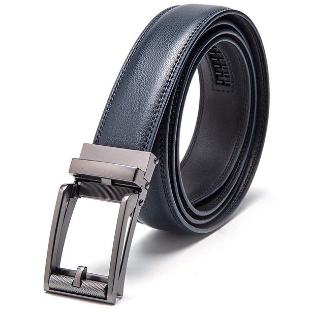 Photo 1 of Men's Leather Ratchet Comfort Click Belt Dress with Slide Buckle -Adjustable Trim to Fit
