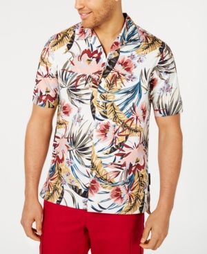 Photo 1 of Sean John Men's Floral Resort Shirt - Off White Size Large