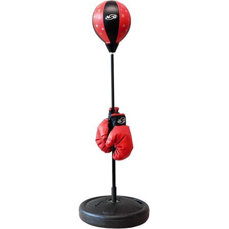 Photo 1 of NSG Punching Bag and Boxing Gloves Set for Kids – Freestanding Base Punching Ball with Spring Loaded Height Adjustable Stand, Junior Boxing Gloves,
