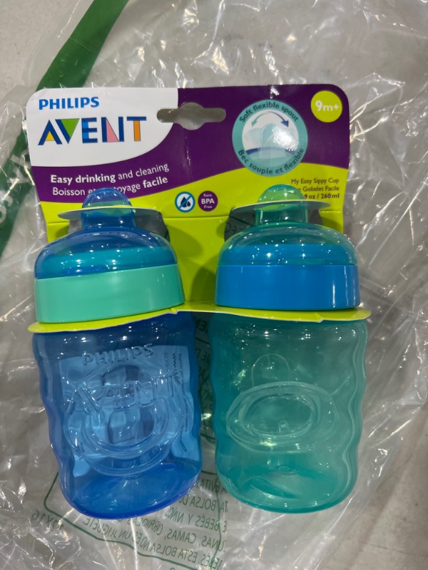 Photo 2 of Philips Avent My Easy Sippy Cup with Soft Spout and Spill-Proof Design, Blue/Green, 9oz, 2pk