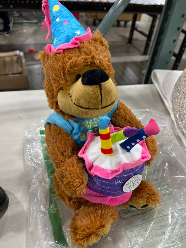 Photo 2 of Adorable Happy Birthday Teddy Bear with Cake That Plays "Happy Birthday to You"