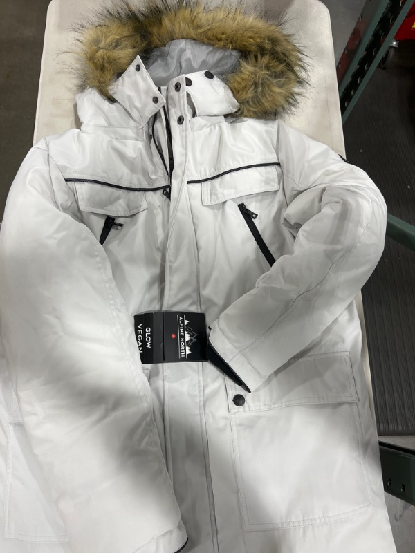 Photo 2 of Apline North grey white vegan drawstring parka jacket 