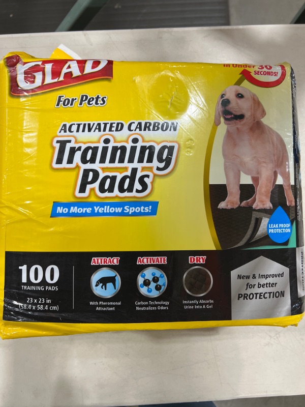 Photo 2 of Glad For Pets Activated Carbon Dog Training Pads, 23" x 23", 100 count