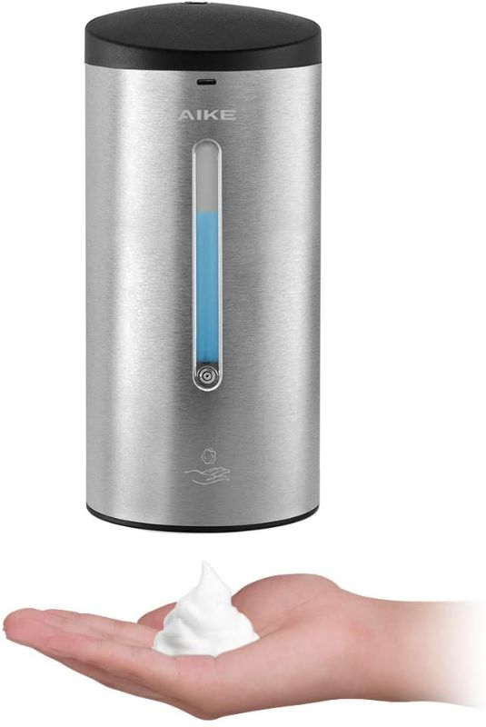 Photo 1 of AIKE AK1255 Wall Mounted Touchless Automatic Foam Soap Dispenser Brushed Stainless Steel 24 fl.oz.
