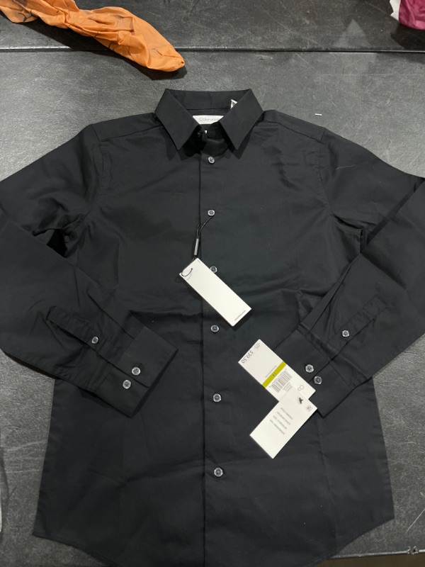 Photo 2 of Calvin Klein Boys' Long Sleeve Slim Fit Button-Down Dress Shirt
