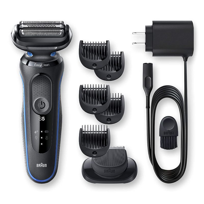 Photo 1 of Braun Series 5 5020cs Electric Razor for Men Foil Shaver with Beard Trimmer, Rechargeable, Wet & Dry with EasyClean, Black, 5 Piece Set
