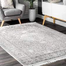 Photo 1 of Amerie Vintage Medallion Silver 4 ft. x 6 ft. Area Rug
