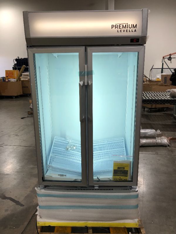 Photo 2 of 16.0 cu. ft. Commercial Upright Display Refrigerator 2-Glass Door Beverage Cooler in Silver
