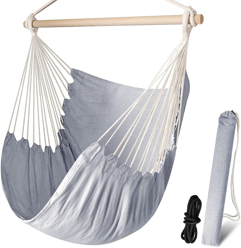 Photo 1 of Chihee Hammock Chair Swing Chair Max 330 lbs Large Hanging Seat Patio Lawn Hanging Chair Relax Cotton Weave 