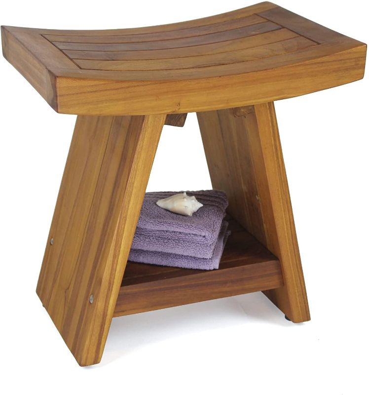 Photo 1 of AquaTeak Patented 18" Asia Teak Shower Bench with Shelf
