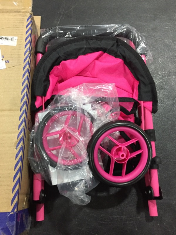 Photo 2 of Precious toys Baby Doll Stroller, Doll Stroller for Toddlers and 2-Year-Old Girls and Older, Hot Pink with Hood, Basket and Foam Handles