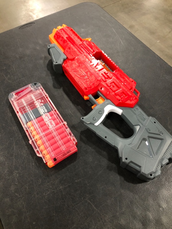 Photo 1 of NERF Mega Motostryke Motorized 10-Dart Blaster -- Includes 10 Official Mega Darts and 10-Dart Clip -- for Kids, Teens, Adults
PRIOR USE.
