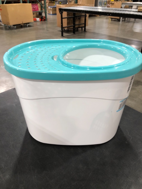 Photo 4 of CAT LITTER STORAGE CONTAINER WITH SCOOP. WHITE/TEAL.