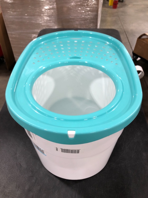 Photo 1 of CAT LITTER STORAGE CONTAINER WITH SCOOP. WHITE/TEAL.