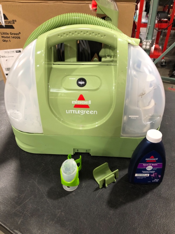 Photo 2 of BISSELL Little Green Multi-Purpose Portable Carpet and Upholstery Cleaner, 1400B. PRIOR USE. 
