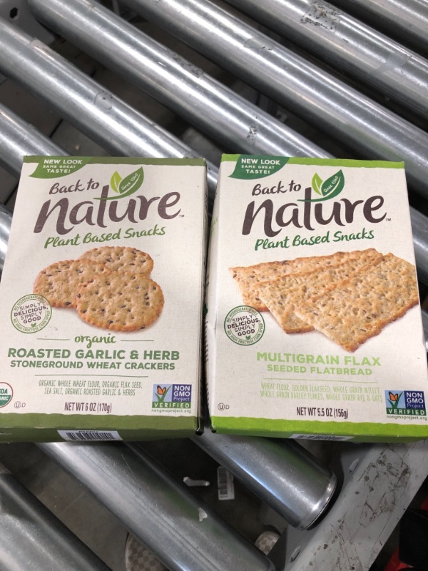 Photo 2 of Back to Nature Multigrain Flax Seeded Flatbread Crackers Case of 6 5.5 Oz. - All 2 pck
exp dec 8 21