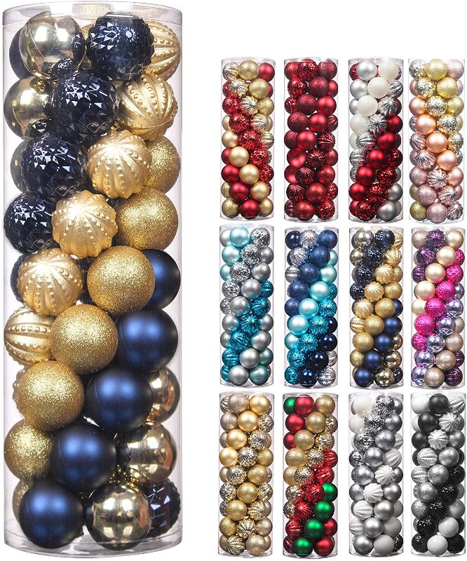 Photo 1 of 45Pcs 6cm/2.36" Christmas Balls, Glitter Christmas Tree Ornaments Hanging Christmas Home Decorations for Home House Bar Party(Navy/Gold)
