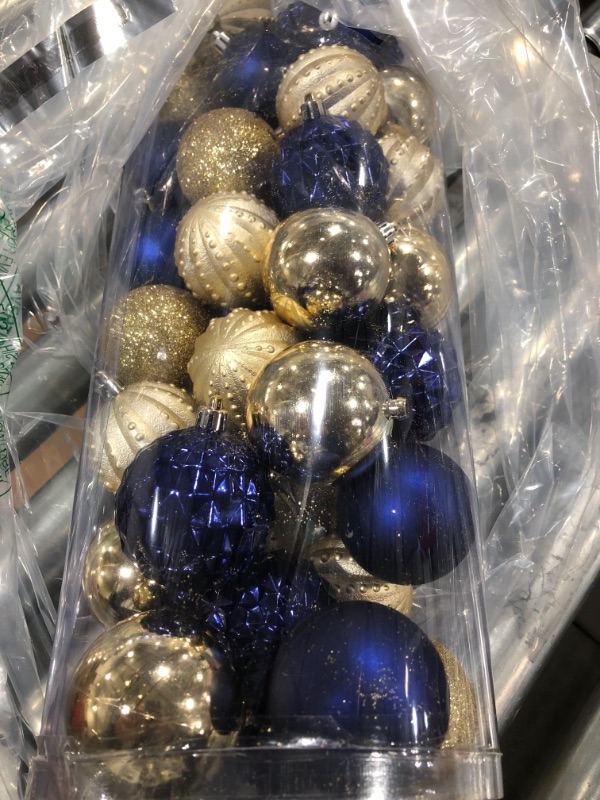 Photo 2 of 45Pcs 6cm/2.36" Christmas Balls, Glitter Christmas Tree Ornaments Hanging Christmas Home Decorations for Home House Bar Party(Navy/Gold)
